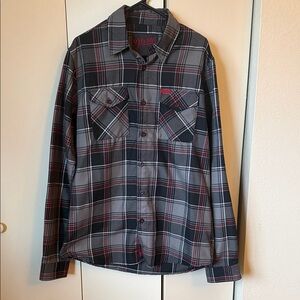 DIXXON Men's Casual Plaid Shirt - Black, Gray, and Red